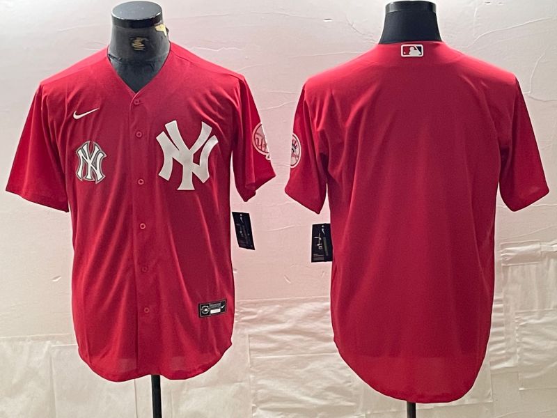 Men New York Yankees Blank Red joint name Nike 2024 MLB Jersey style 12->new york yankees->MLB Jersey